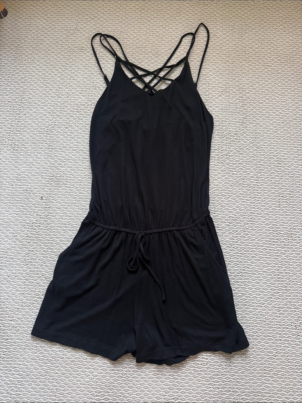 Black Strappy One-Piece Romper